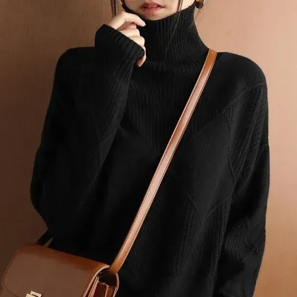 ??Loose Cashmere Turtleneck Sweater Cardigan-FREE SHIPPING