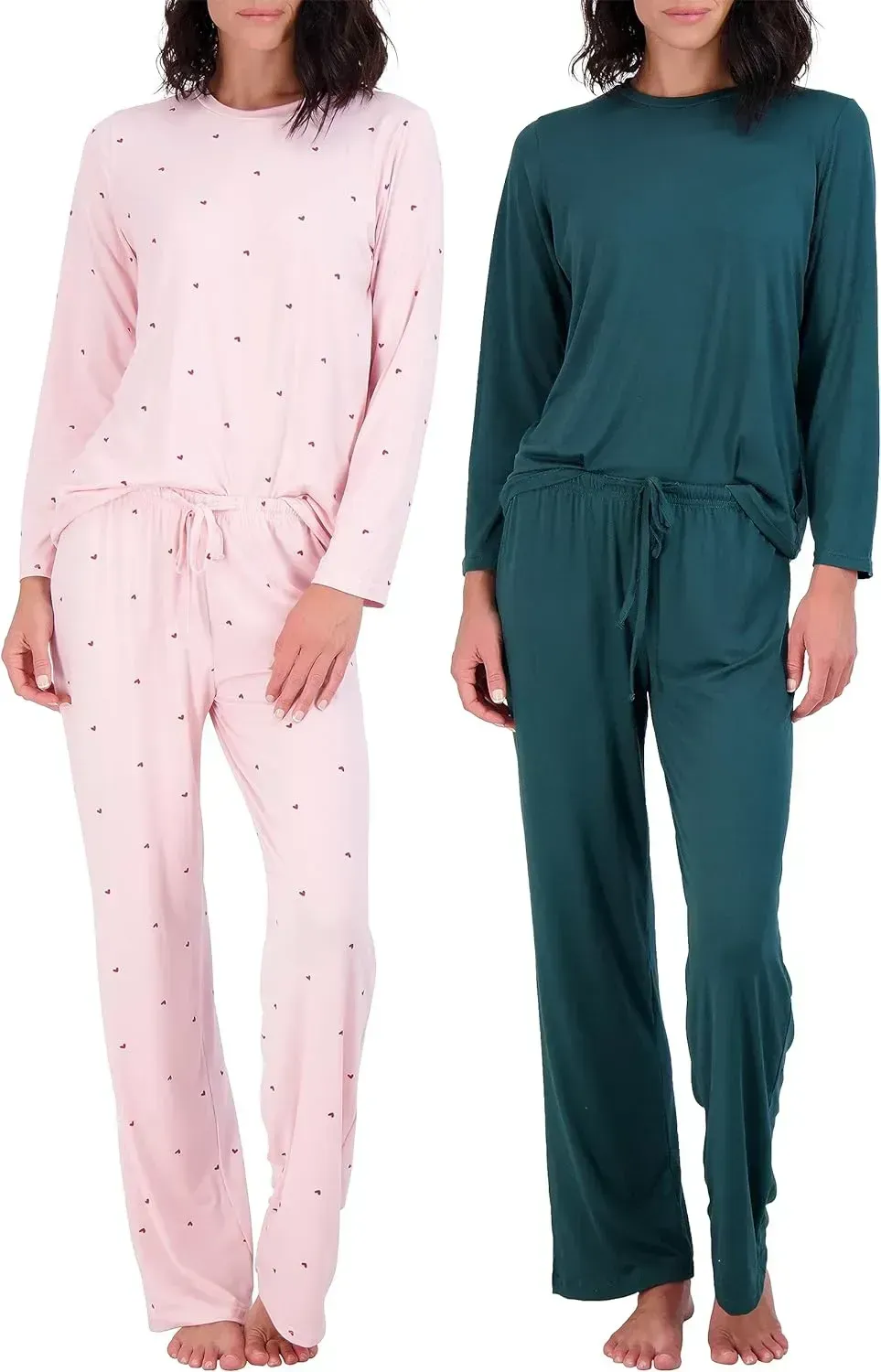 2 Pack: Women's Pajama Set Super-Soft Short & Long Sleeve Top With Pants (Available In Plus Size)