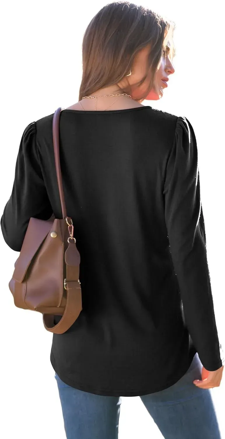 WIHOLL Blouses for Womens Dressy Casual 2024 Fall Tops Long Sleeve Shirts Loose Fit Tunics