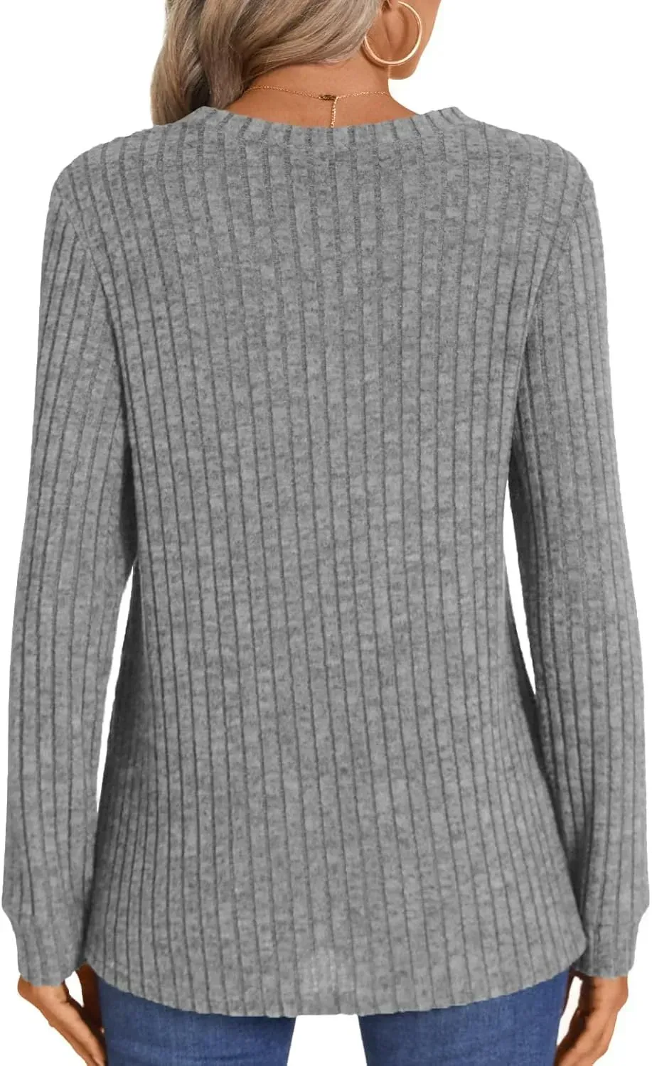 HOTGIFT Womens 2024 Fall Winter Tunic Tops Long Sleeve Casual T-Shirts Soft Comfy Stripe Blouse Lightweight