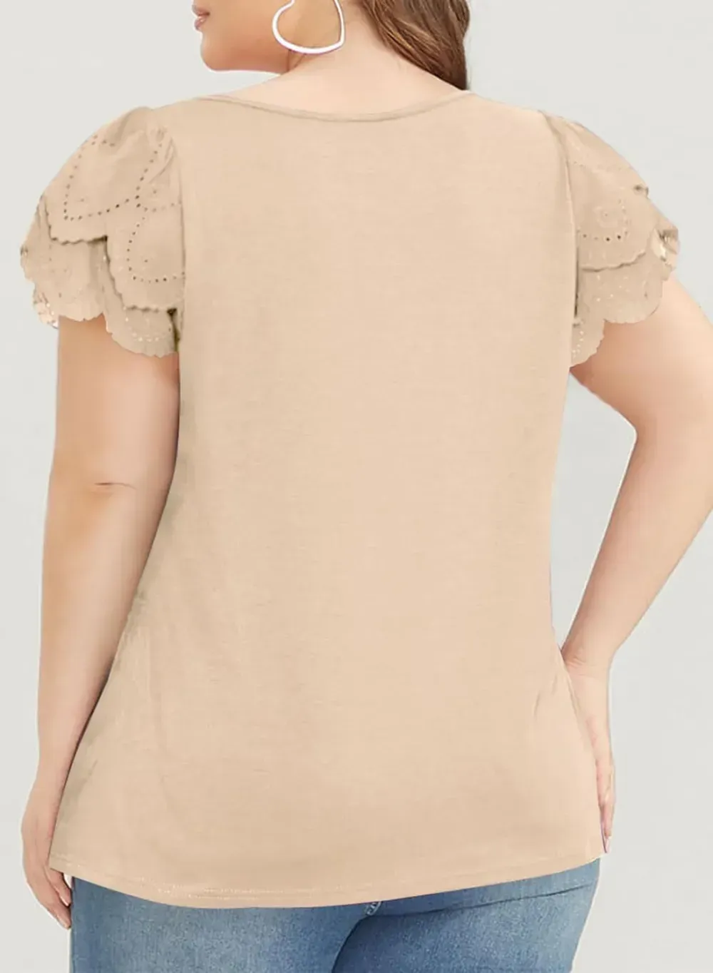 Eytino Womens Plus Size Tops Ruffle Short Sleeve Square Neck Summer Loose Casual Tee Shirts(1X-5X)