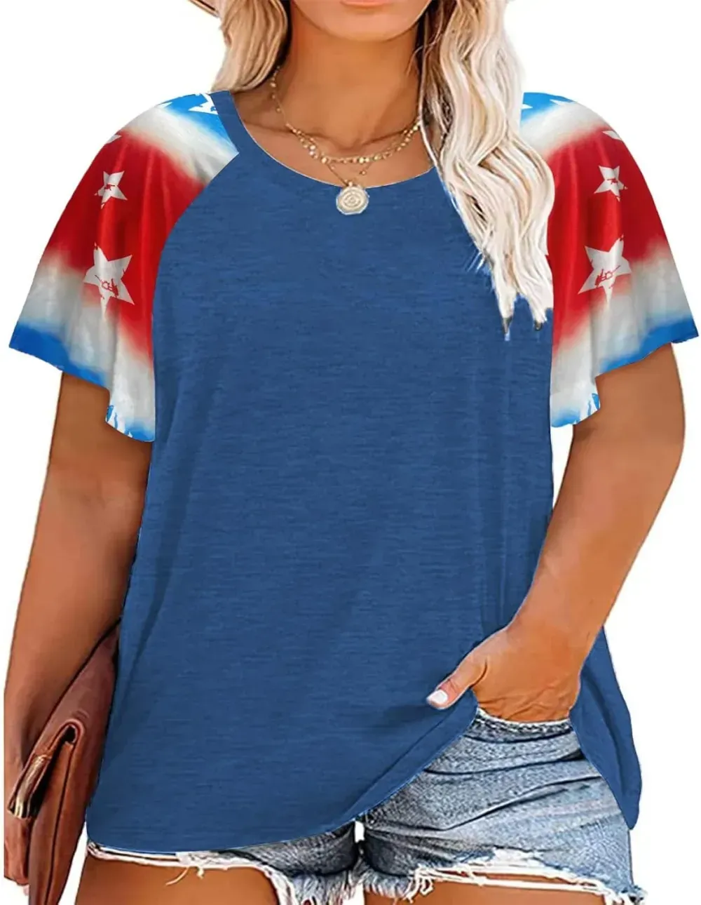 HDLTE Womens Plus Size Tops Floral Bell Sleeves Blouses Summer Crewneck Tunic Loose Casual T Shirts