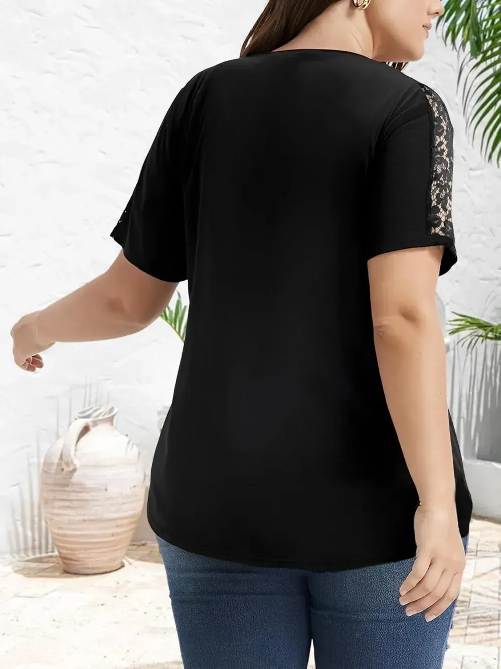 HDLTE Womens Plus Size Tops Floral Bell Sleeves Blouses Summer Crewneck Tunic Loose Casual T Shirts