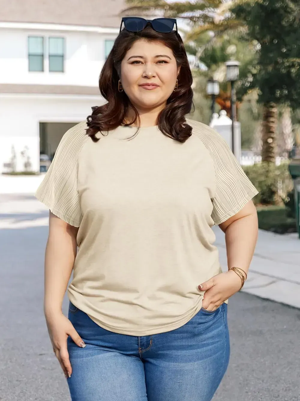 HDLTE Womens Plus Size Tops Floral Bell Sleeves Blouses Summer Crewneck Tunic Loose Casual T Shirts