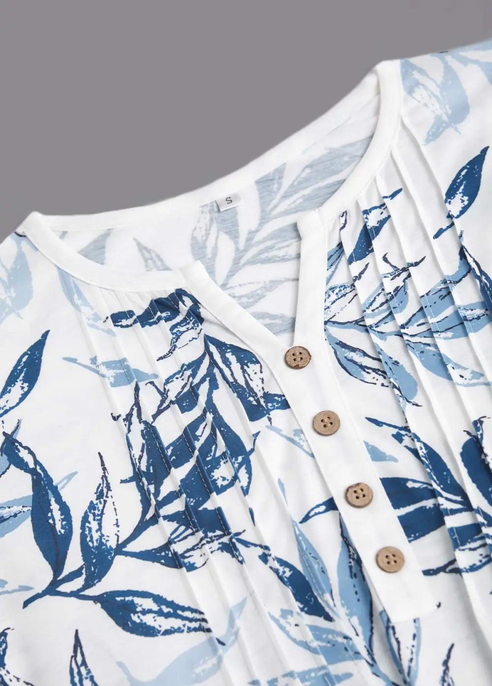 White Leaf Print T Shirt