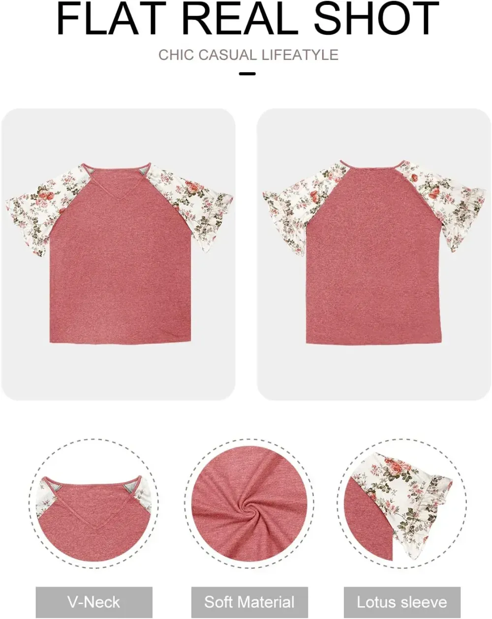 HDLTE Womens Plus Size Tops Floral Bell Sleeves Blouses Summer Crewneck Tunic Loose Casual T Shirts