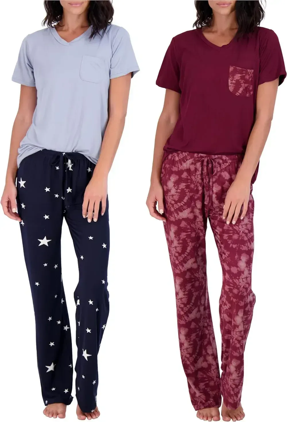 2 Pack: Women's Pajama Set Super-Soft Short & Long Sleeve Top With Pants (Available In Plus Size)
