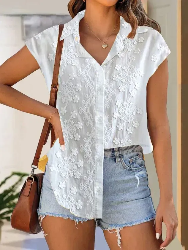 Casual Shirt Collar Blouse