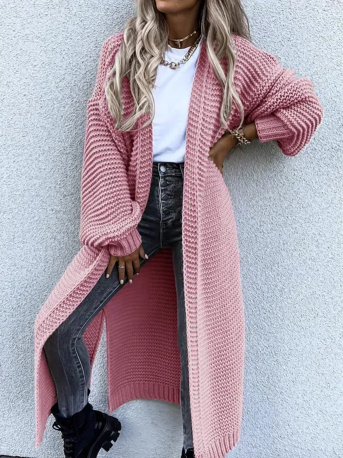 Casual Loose Plain Sweater Cardigan Coat