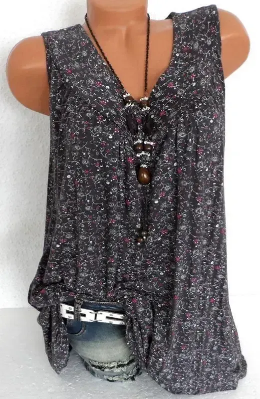 Plus Size Women Fashion Blouse Casual Loose Floral Printed Tops