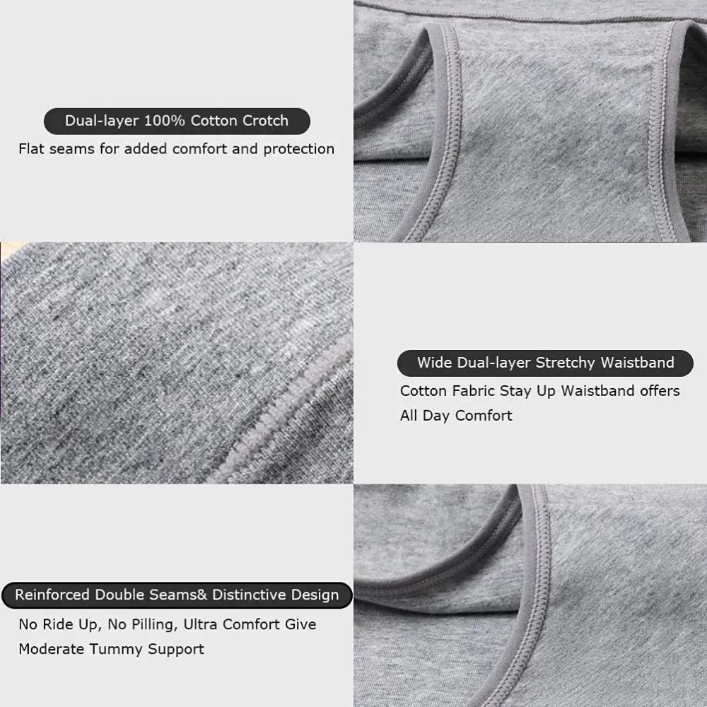 Womens Underwear,Cotton Mid Waist No Muffin Top Full Coverage Brief Ladies Panties Lingerie Undergarments for Women Multipack