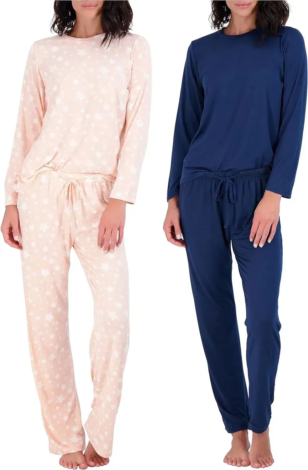 2 Pack: Women's Pajama Set Super-Soft Short & Long Sleeve Top With Pants (Available In Plus Size)