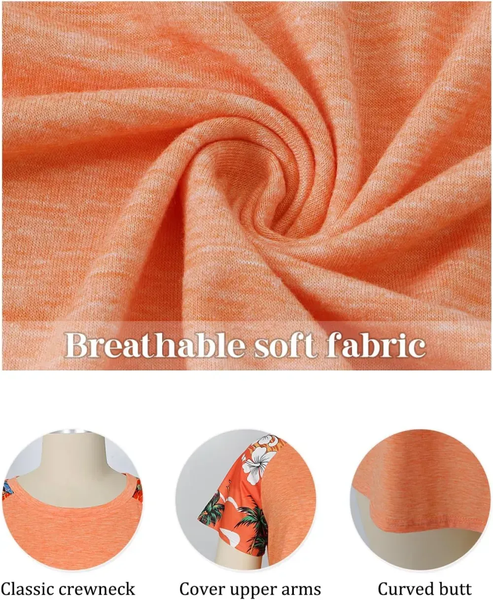 HDLTE Womens Plus Size Tops Floral Bell Sleeves Blouses Summer Crewneck Tunic Loose Casual T Shirts