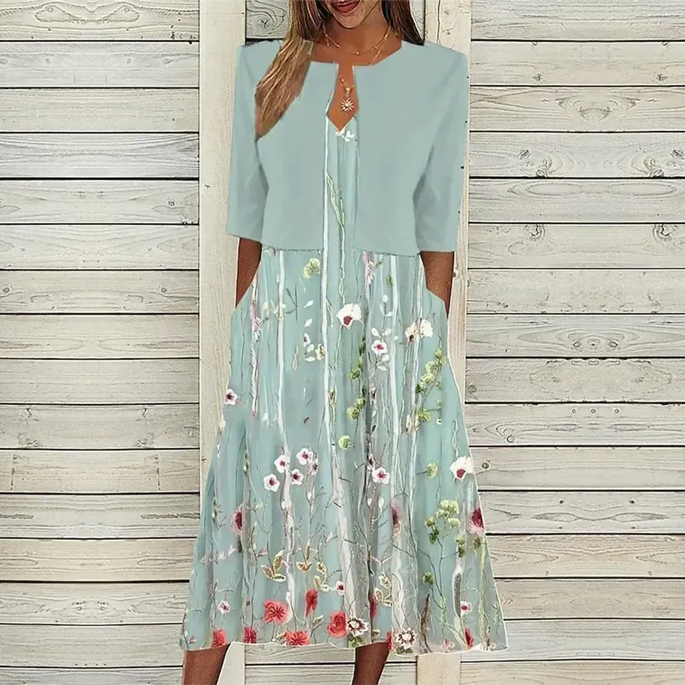 Breezy Floral Print Half Sleeve Midi Dress