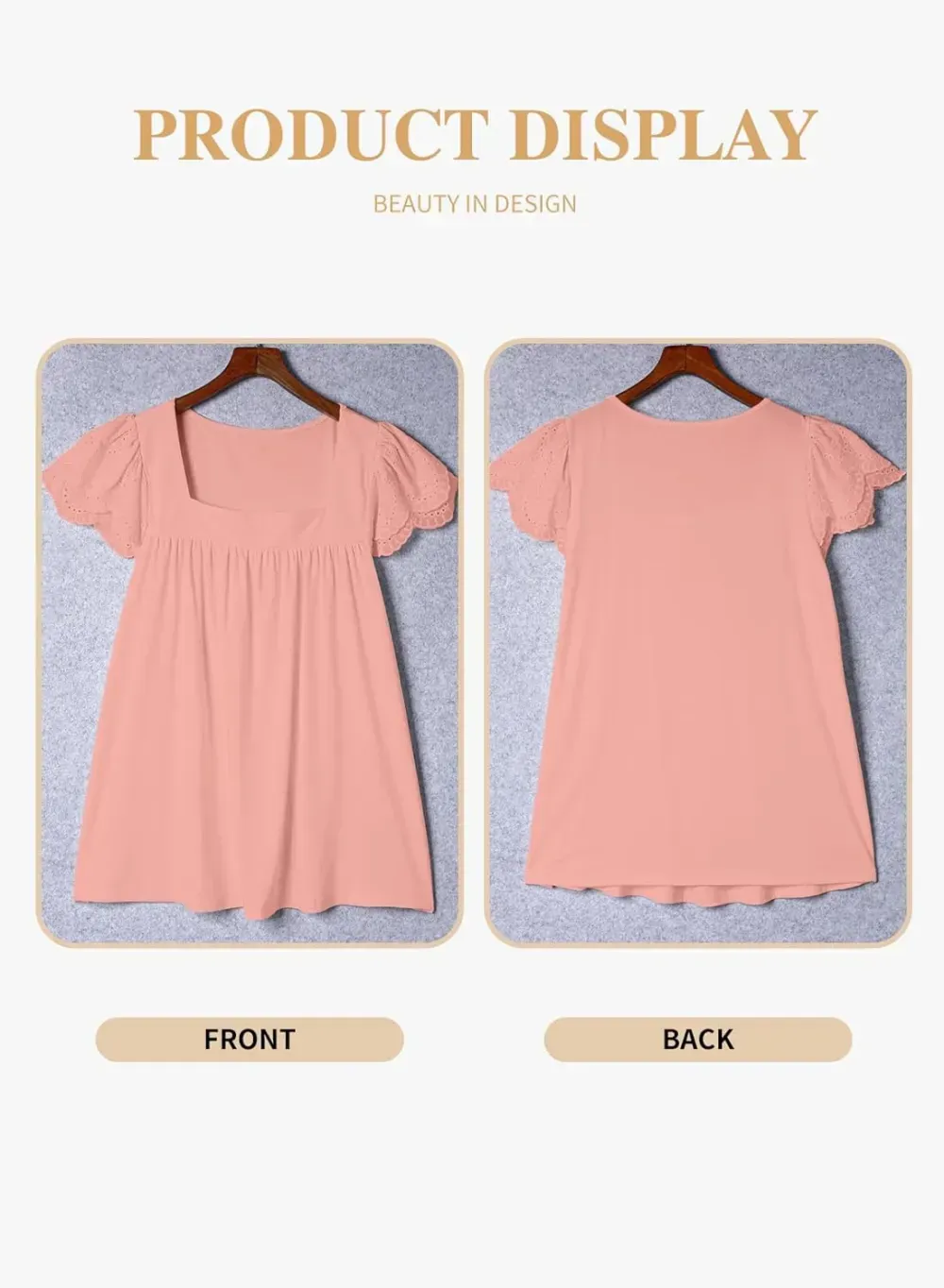 Eytino Womens Plus Size Tops Ruffle Short Sleeve Square Neck Summer Loose Casual Tee Shirts(1X-5X)