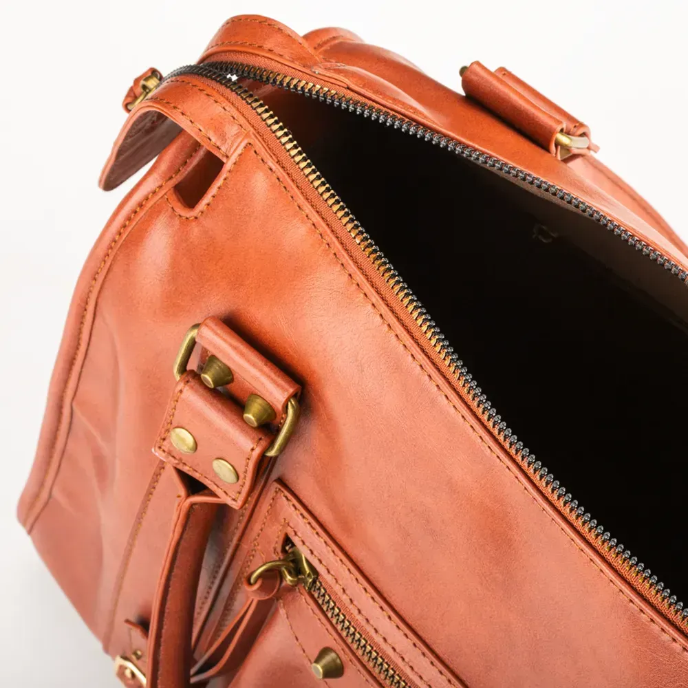 Cognac Italian Leather Bag  Italy Soft Leather Crossbdody Bag