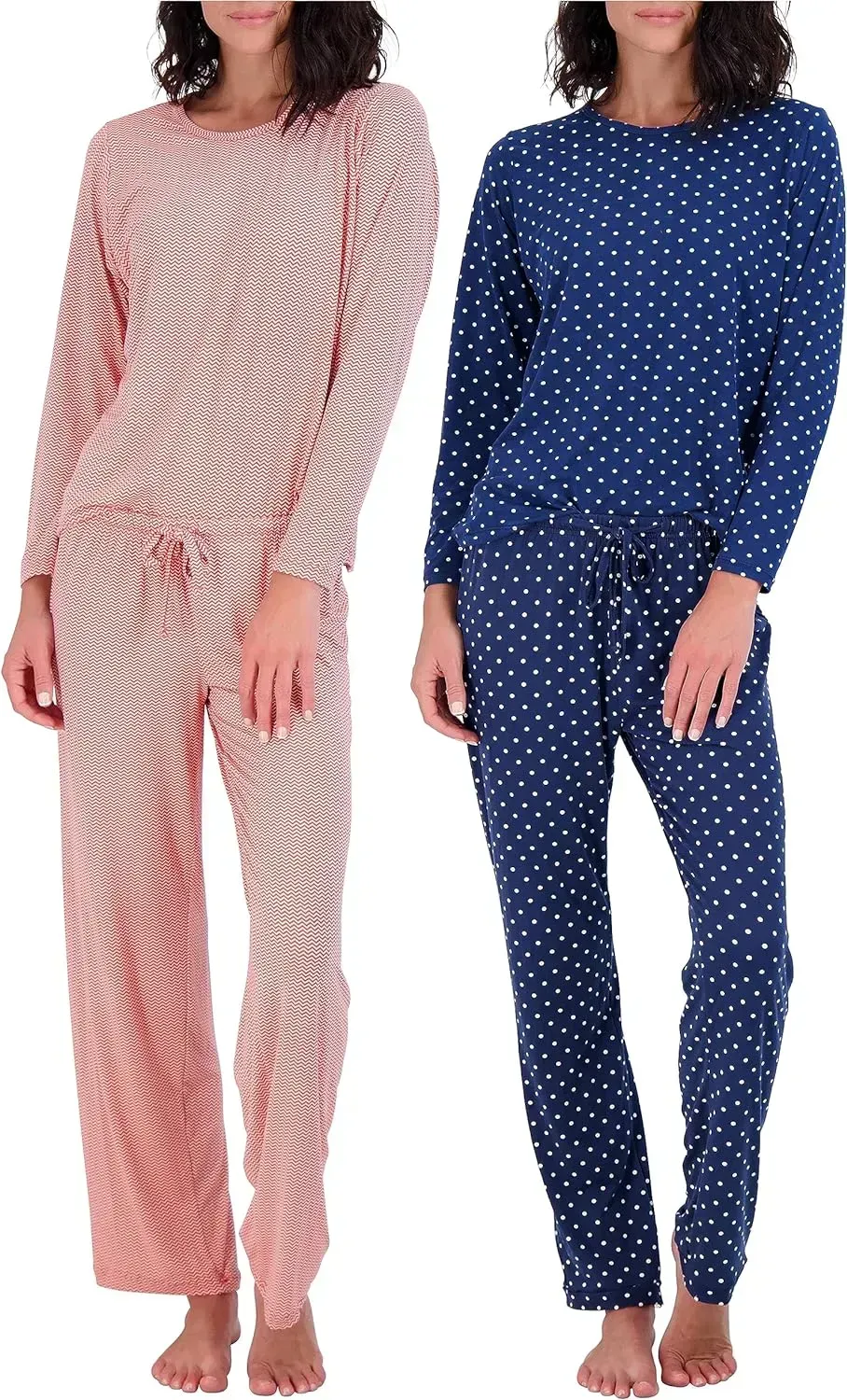 2 Pack: Women's Pajama Set Super-Soft Short & Long Sleeve Top With Pants (Available In Plus Size)