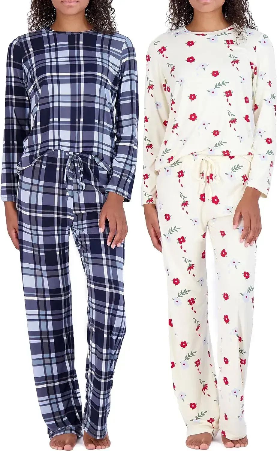 2 Pack: Women's Pajama Set Super-Soft Short & Long Sleeve Top With Pants (Available In Plus Size)