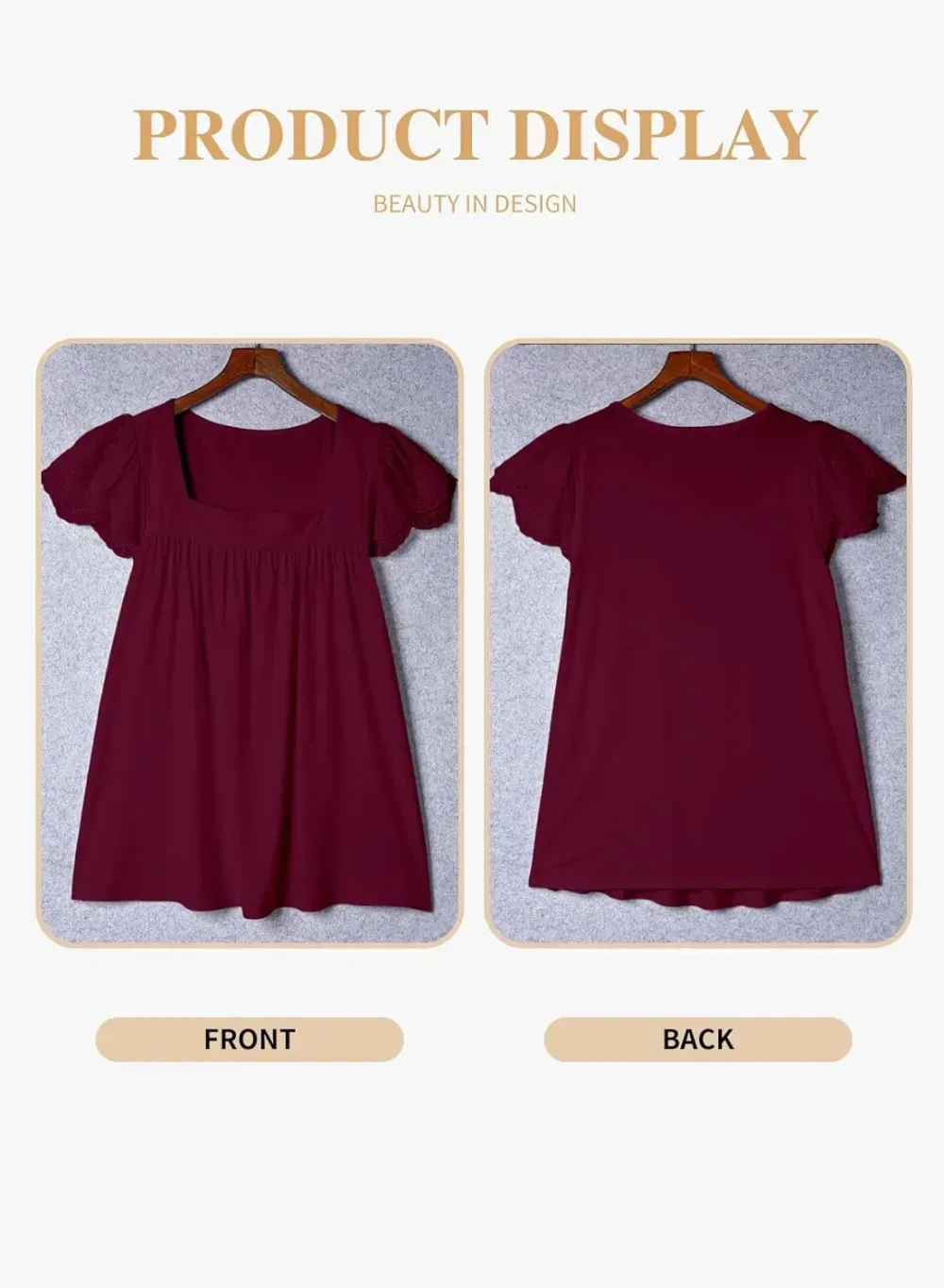 Eytino Womens Plus Size Tops Ruffle Short Sleeve Square Neck Summer Loose Casual Tee Shirts(1X-5X)