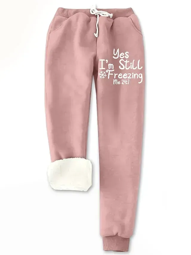 Women's Pajama Top and Pant Letter Warm Comfort Soft Home Daily Bed Fleece Warm Breathable Crew Neck Long Sleeve Pullover Pant Elastic Waist Fall Winter