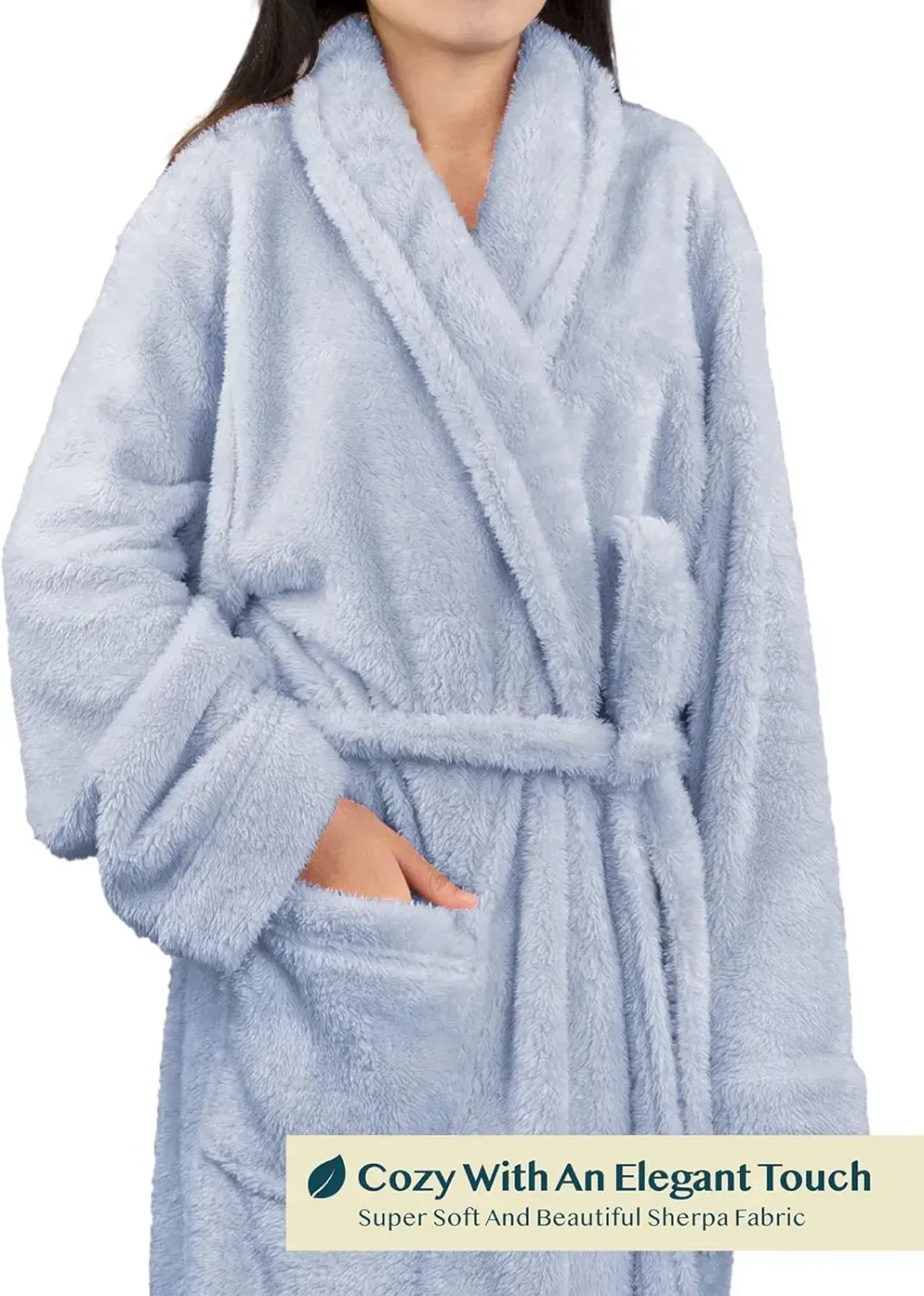 Premium Womens Plush Soft Robe Fluffy, Warm, Fleece Sherpa Shaggy Bathrobe