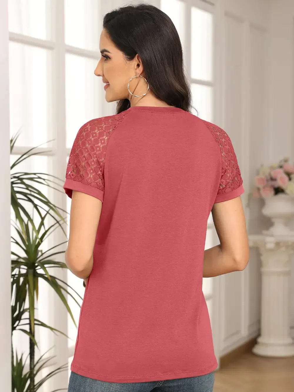 AUTOMET Womens Tshirts Trendy Fashion Tops Lace Short Sleeve Business Tee Shirts Casual Knitted Blouses Summer Outfits 2024