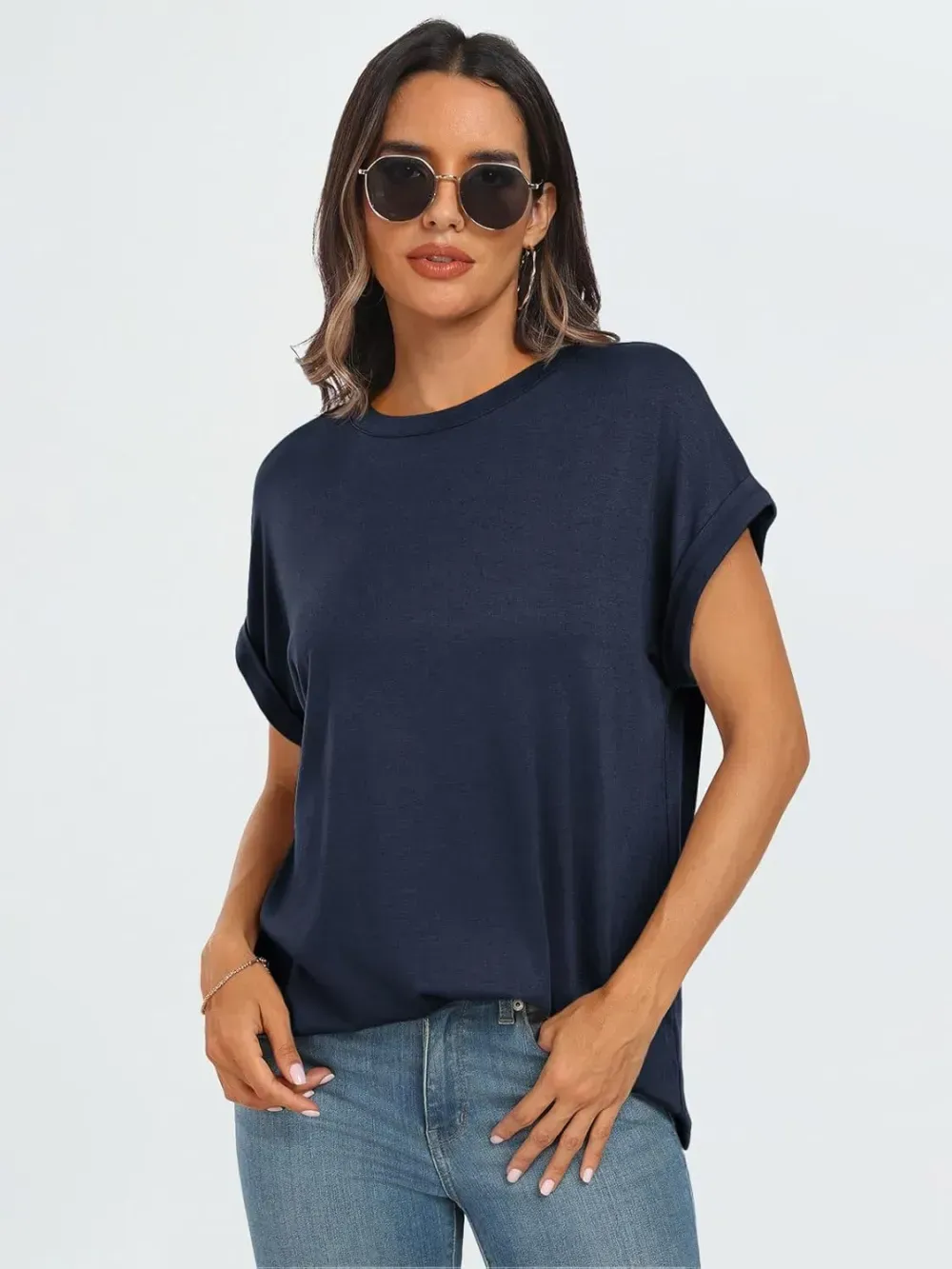 AUTOMET Women Tops Casual Basic T Shirts Loose Fit Crewneck Short Sleeve Summer Outfits