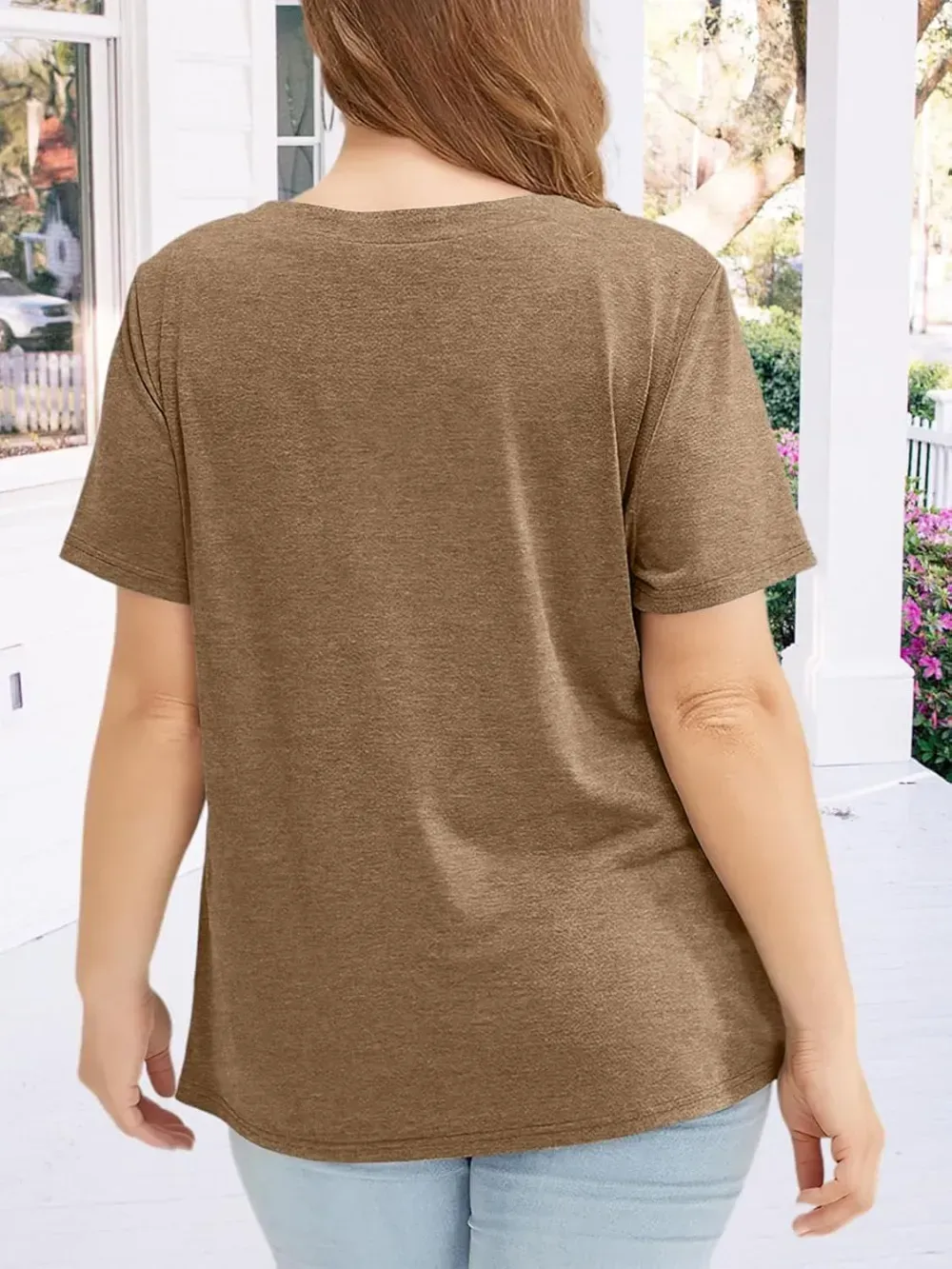 HDLTE Womens Plus Size Tops Floral Bell Sleeves Blouses Summer Crewneck Tunic Loose Casual T Shirts