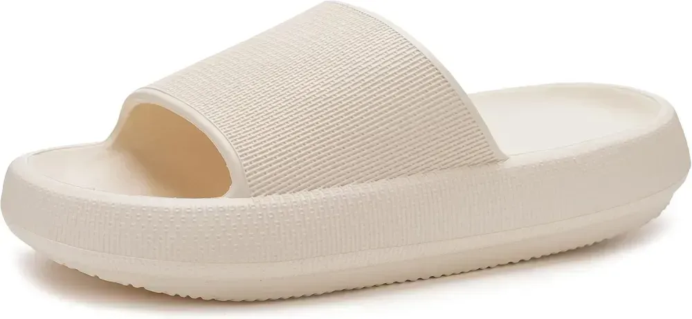 WHITIN Pillow Slippers for Women Non Slip | Cushioned Thick Sole Slides | Quick Drying Bathroom Sandals