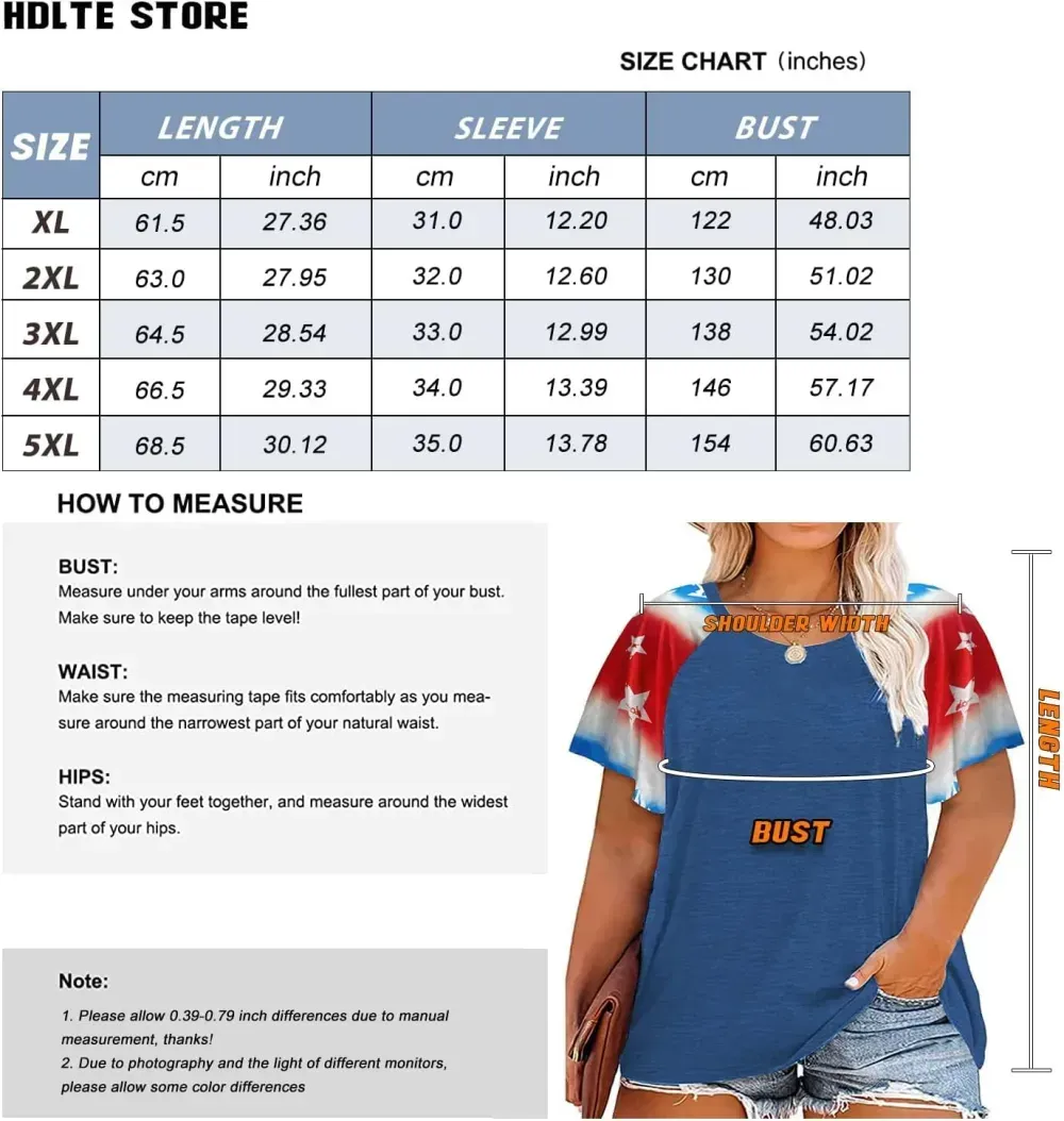 HDLTE Womens Plus Size Tops Floral Bell Sleeves Blouses Summer Crewneck Tunic Loose Casual T Shirts