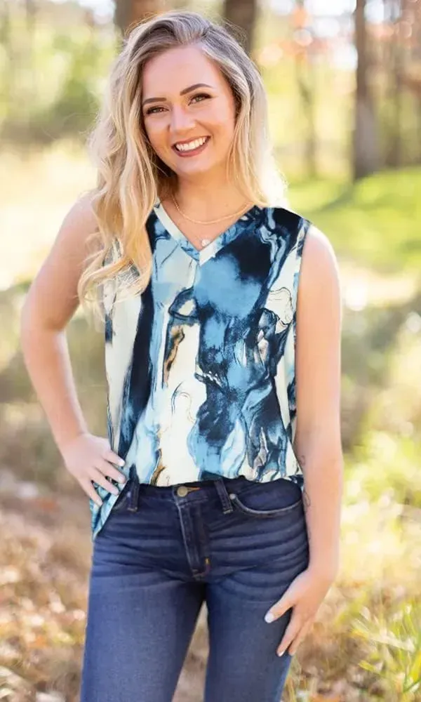 Summer Tops for Women Sleeveless V Neck Tshirt Loose Fit Casual Tank Tunic Blouse