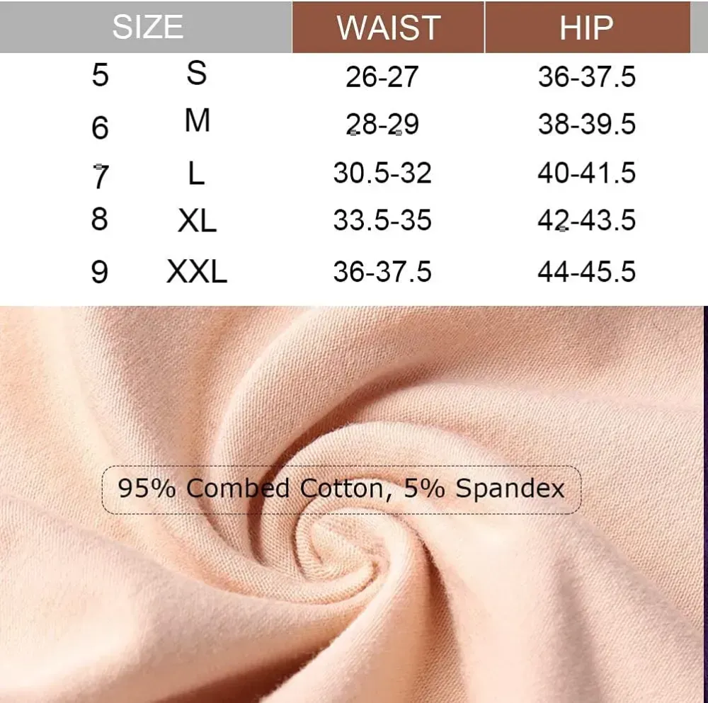 Womens Underwear,Cotton Mid Waist No Muffin Top Full Coverage Brief Ladies Panties Lingerie Undergarments for Women Multipack