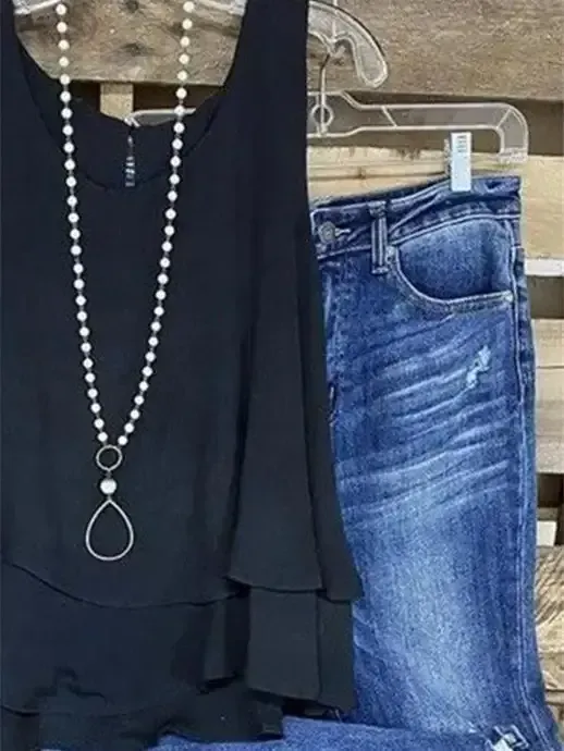 Light Brown Triple Tiered Boho Tank Top