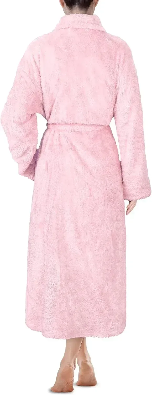 Premium Womens Plush Soft Robe Fluffy, Warm, Fleece Sherpa Shaggy Bathrobe