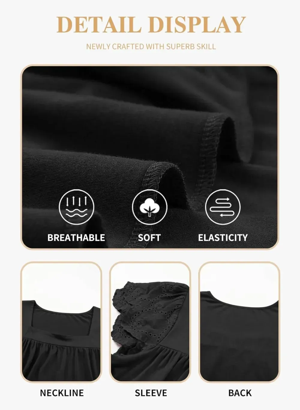 Eytino Womens Plus Size Tops Ruffle Short Sleeve Square Neck Summer Loose Casual Tee Shirts(1X-5X)