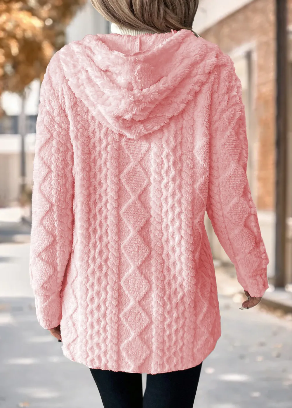 Light Pink Tummy Coverage Long Sleeve Hooded Coat