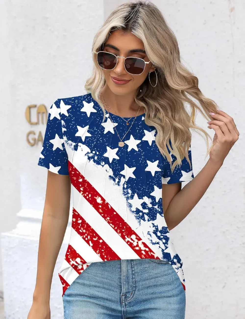 Kistore Womens Casual Crew Neck Short Sleeve Pleated Tops Blouses Fashion Clothes 2024