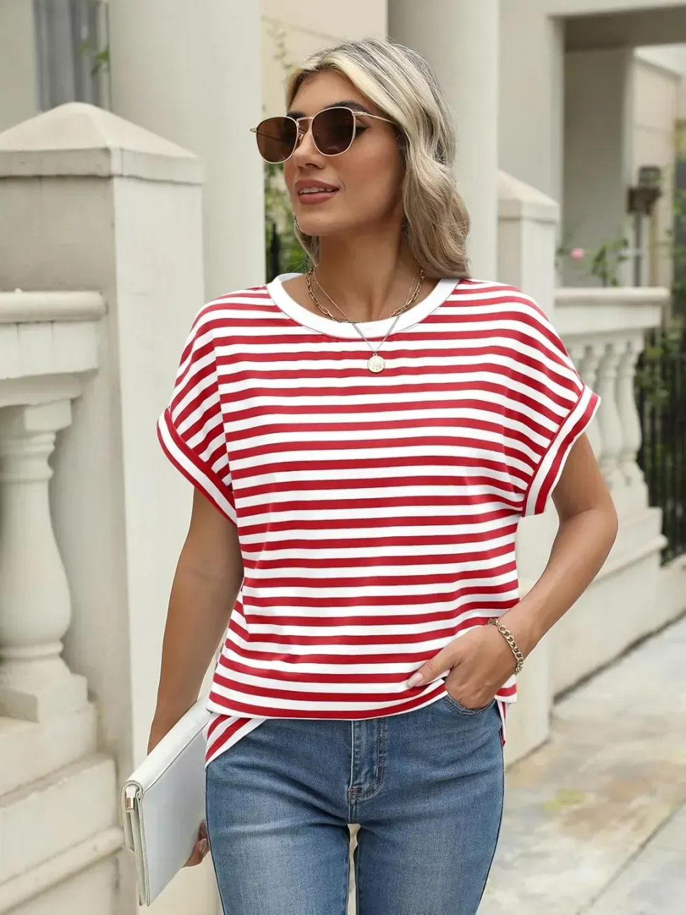 AUTOMET Women Tops Casual Basic T Shirts Loose Fit Crewneck Short Sleeve Summer Outfits