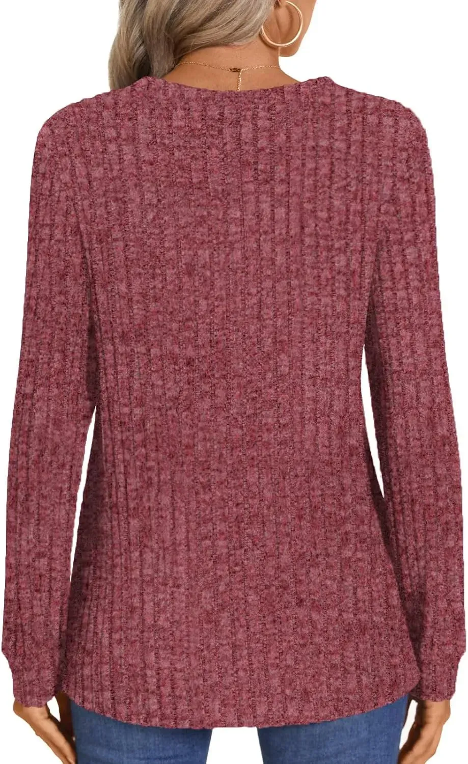 HOTGIFT Womens 2024 Fall Winter Tunic Tops Long Sleeve Casual T-Shirts Soft Comfy Stripe Blouse Lightweight