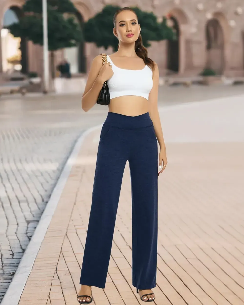 G4Free Wide Leg Pants for Women Loose Yoga Pants with Pockets Petite/Regular/Tall Stretch Casual Lounge Pants