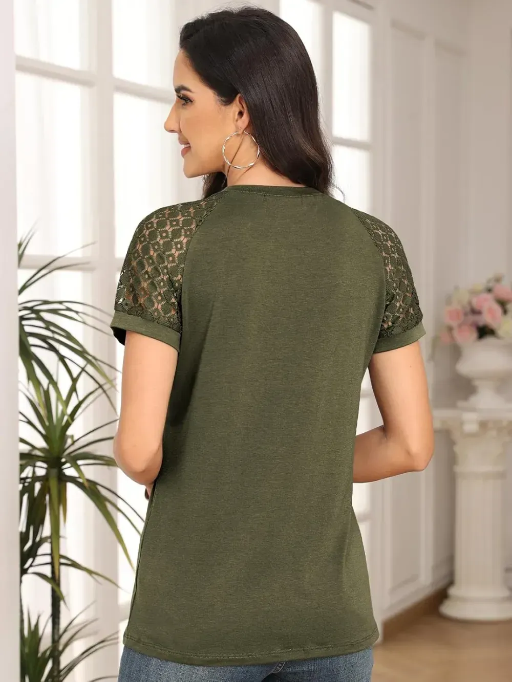 AUTOMET Womens Tshirts Trendy Fashion Tops Lace Short Sleeve Business Tee Shirts Casual Knitted Blouses Summer Outfits 2024