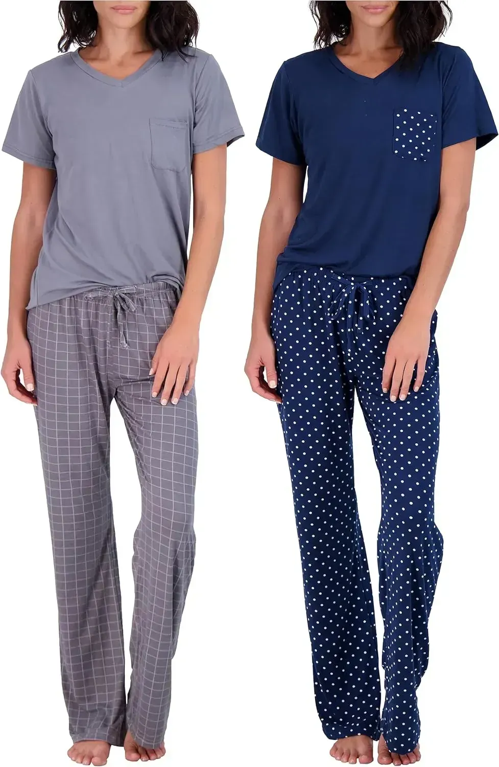 2 Pack: Women's Pajama Set Super-Soft Short & Long Sleeve Top With Pants (Available In Plus Size)