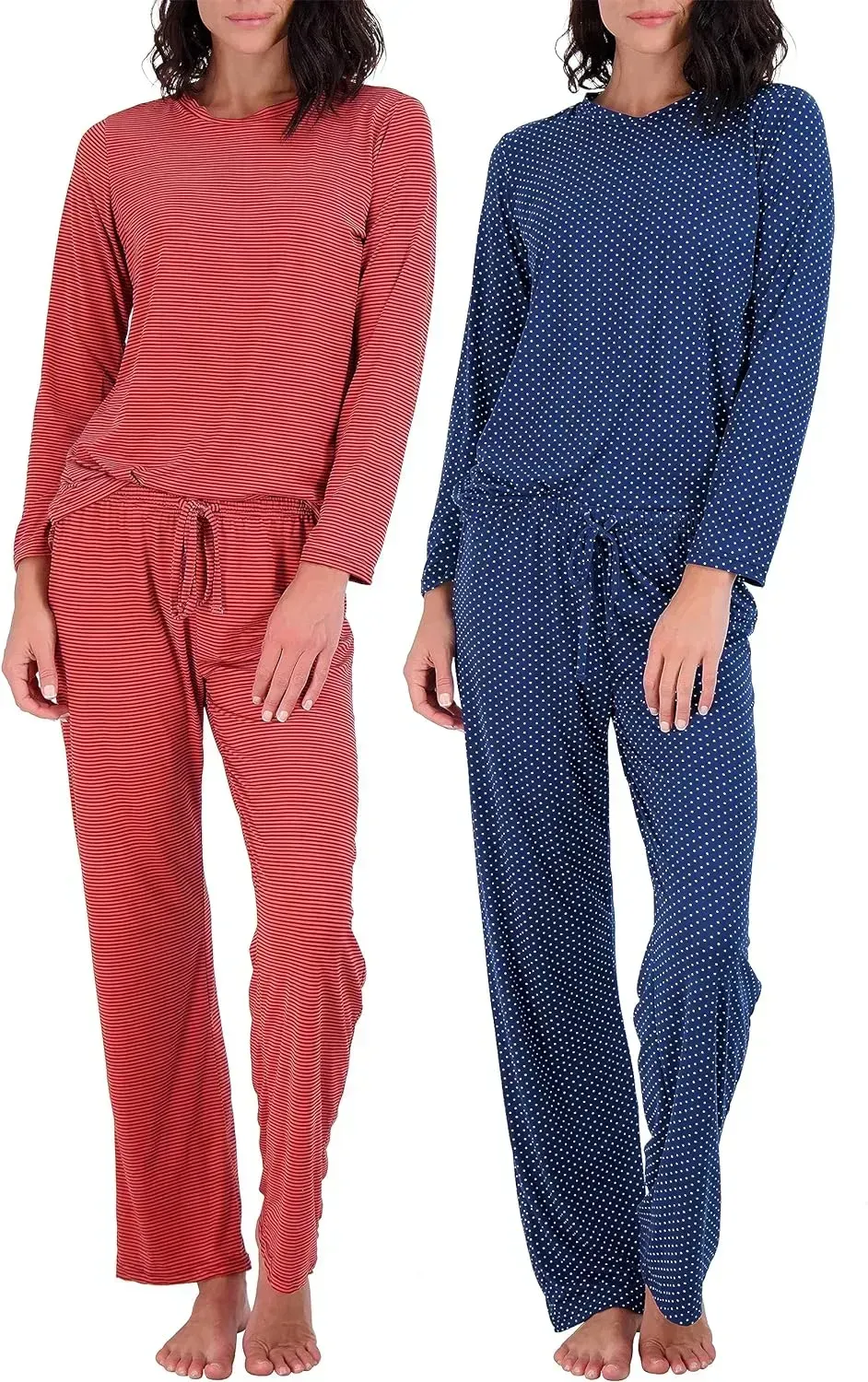 2 Pack: Women's Pajama Set Super-Soft Short & Long Sleeve Top With Pants (Available In Plus Size)