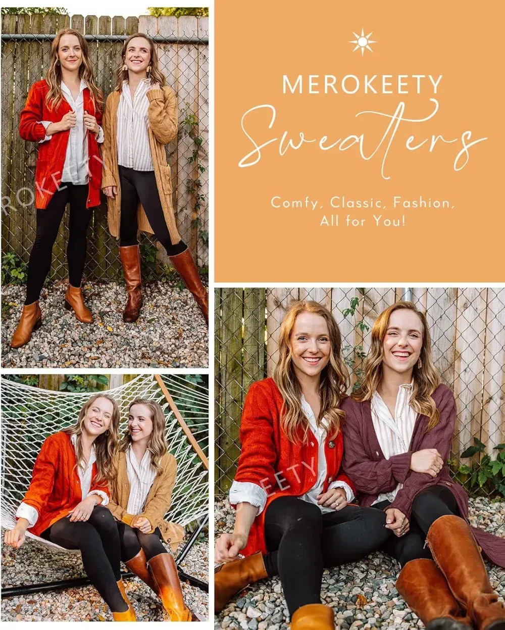 MEROKEETY Women's 2024 Fall Long Sleeve Cable Knit Sweater Open Front Cardigan Button Loose Outerwear