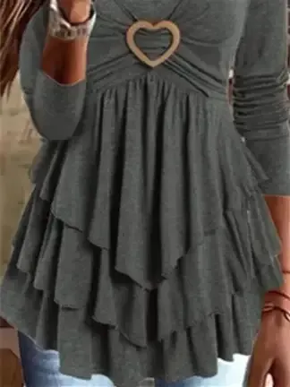 Plain Regular Fit Crew Neck Casual Top