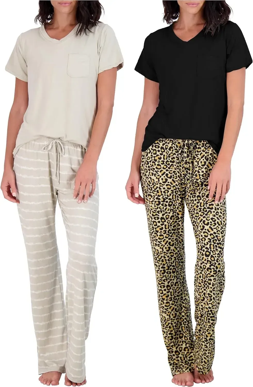 2 Pack: Women's Pajama Set Super-Soft Short & Long Sleeve Top With Pants (Available In Plus Size)