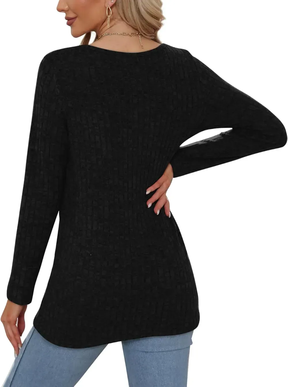 OFEEFAN Long Sleeve Shirts for Women Lightweight Crew Neck Casual Tunic Tops