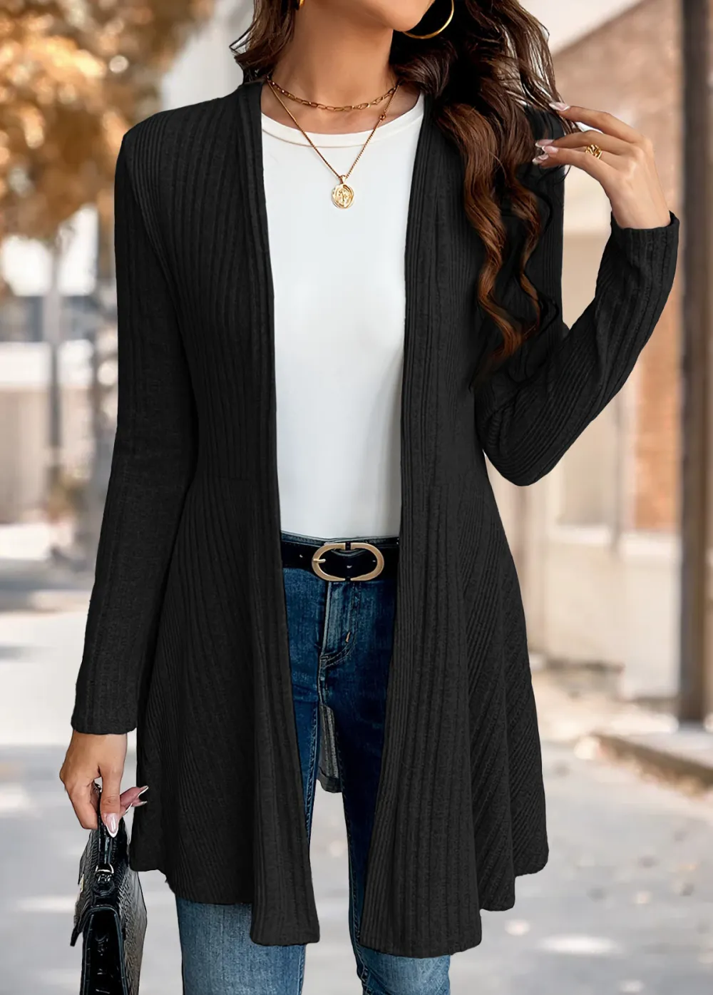 Black Long Sleeve Tunic Light Cardigan