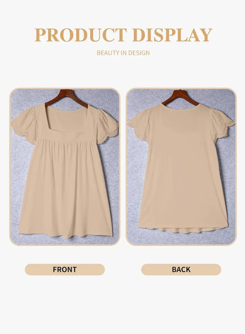 Eytino Womens Plus Size Tops Ruffle Short Sleeve Square Neck Summer Loose Casual Tee Shirts(1X-5X)